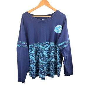 Jurassic World Long Sleeve Spirit Jersey Camouflage Dinosaur Logo Blue Shirt L